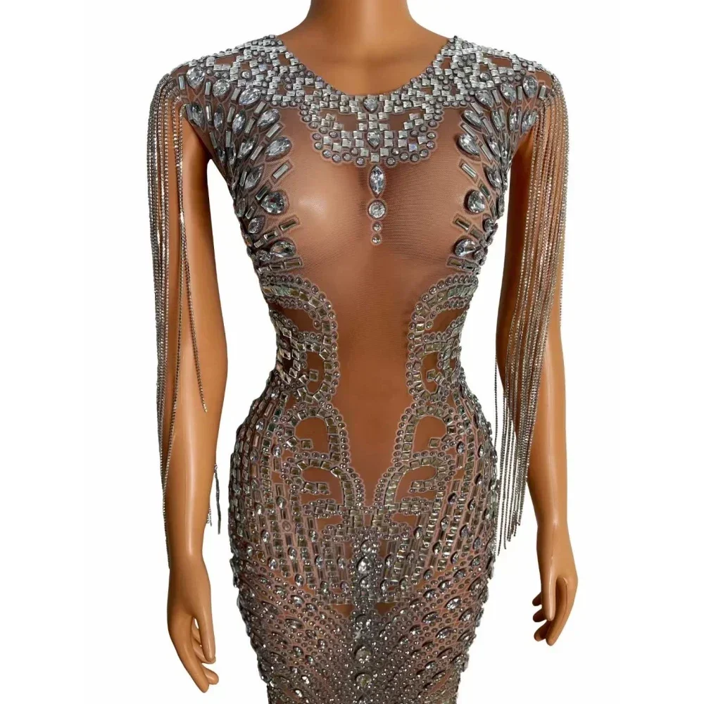 Женское платье с кристаллами на день рождения, женское нарядное шоу, фестиваль, сексуальное платье для выпускного вечера