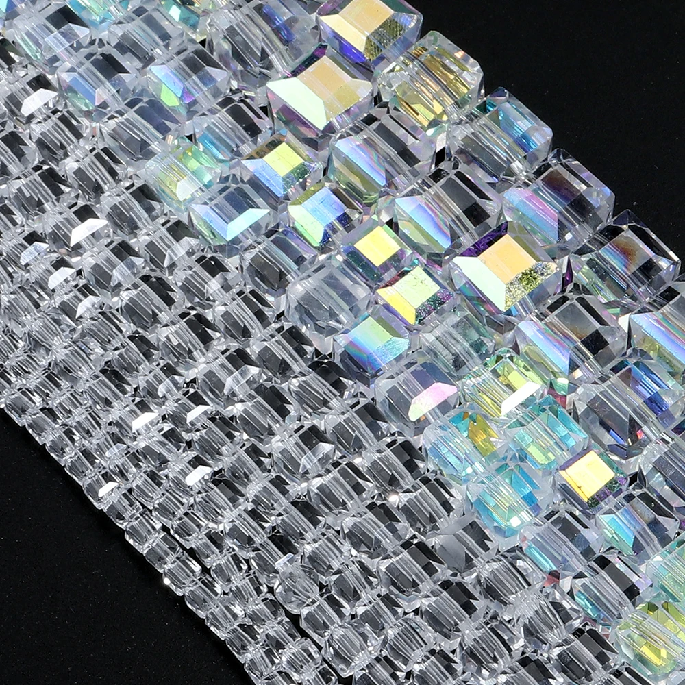 3 4 6 8 10mm Transparente AB-Farbige Würfel Quadratische Facettierte Tschechische Kristallglasperlen für Schmuckherstellung DIY Armband Zubehör – Detail 3