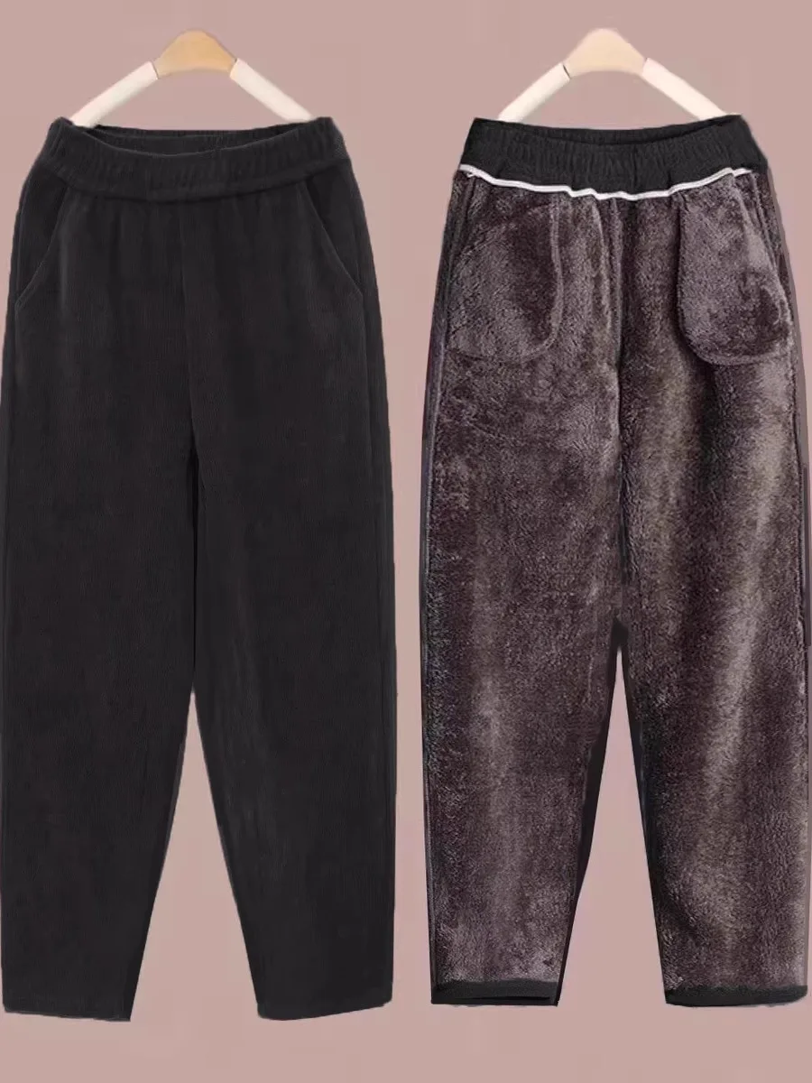 Thickened Lamb Velvet Fleece Lined Loose Harlan Pants Fashionable All Match Casual Pants Middle Aged And Elderly Best Selling