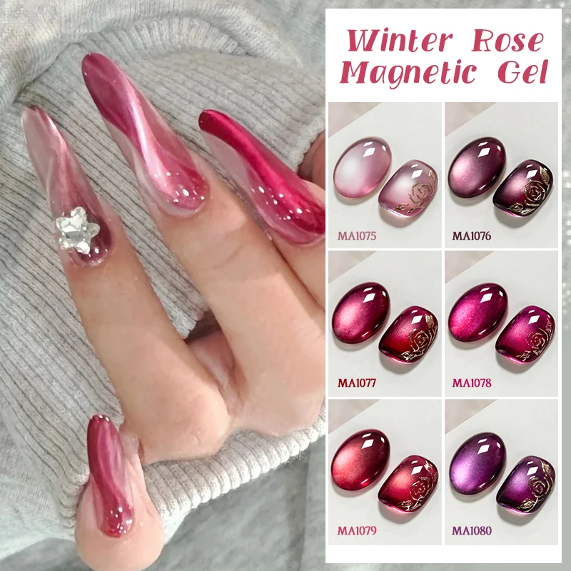 

7ml Winter Rose Cat Magnetic Gel Nail Polish Shiny Effect Long Last Semi Permanent UV LED Gel Nail Art Decorations Nail Supplies