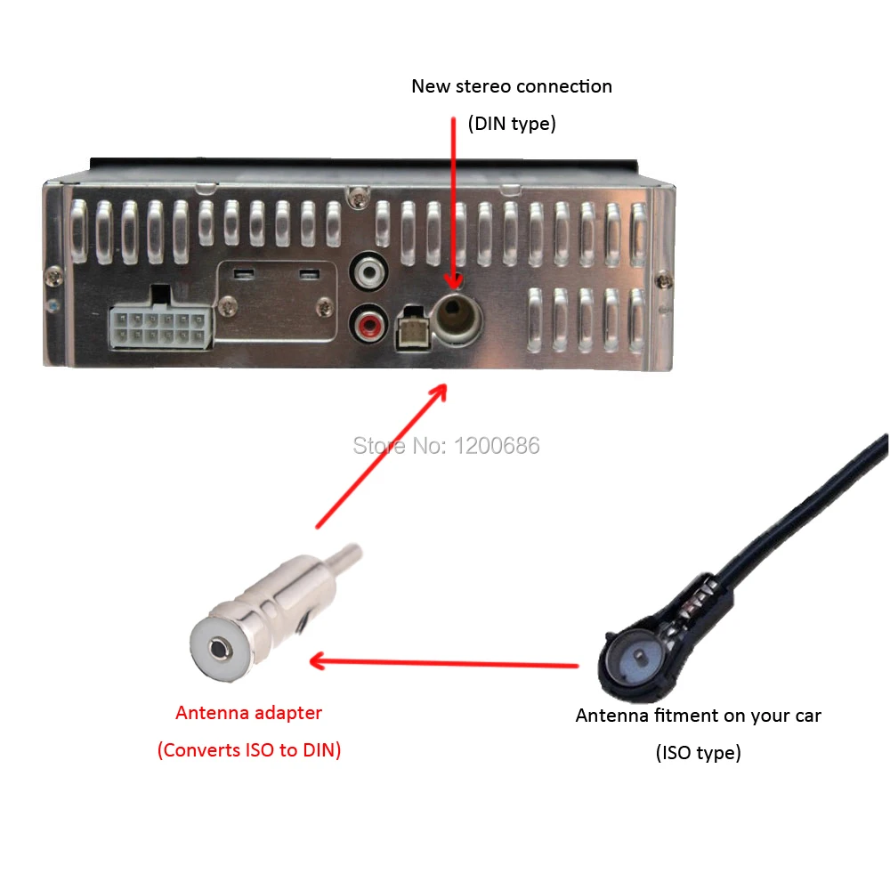 Adaptador de Antena de Radio de coche aéreo ISO a DIN, conector recubierto de Metal