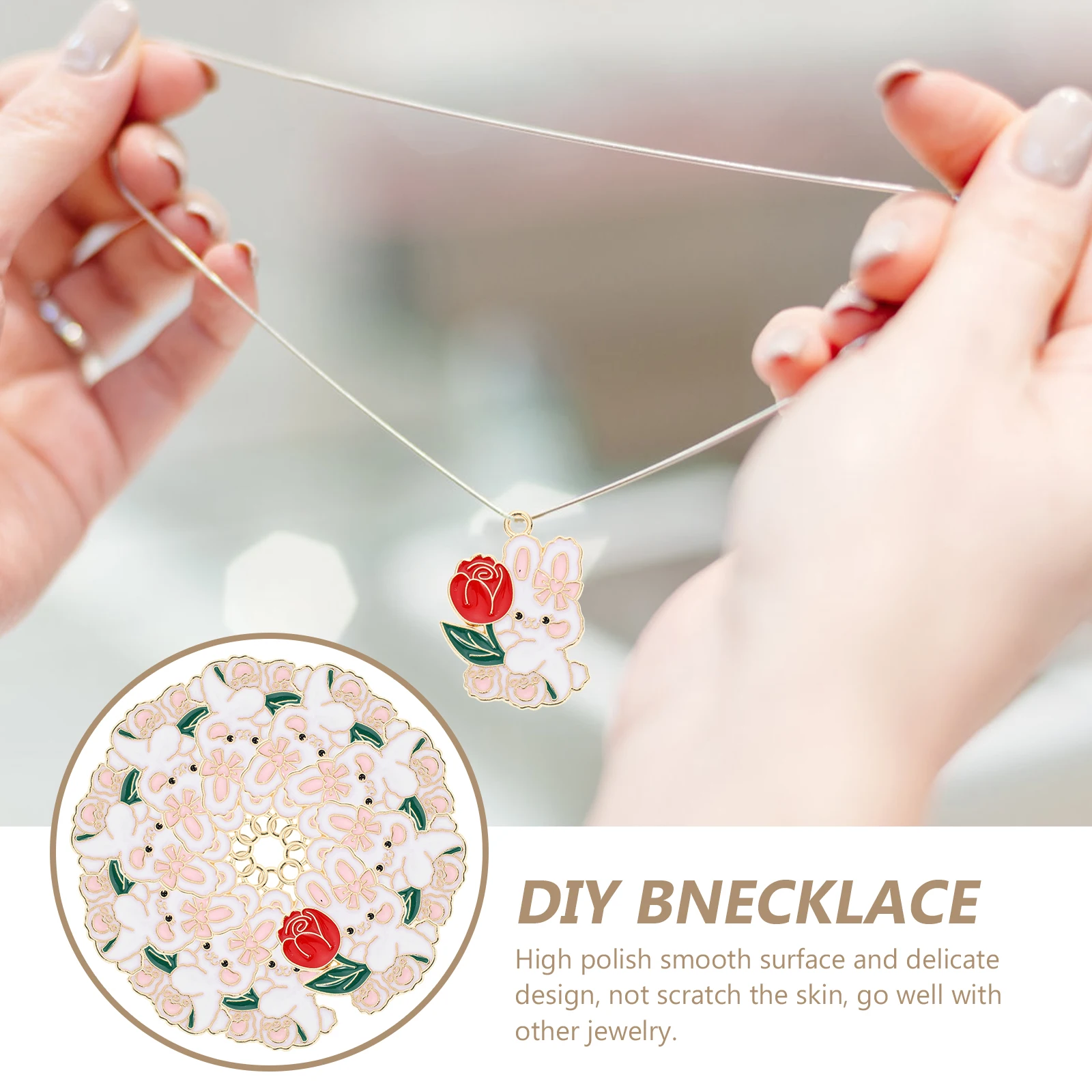 

10pcs Rabbit Keychain Enamel Alloy Cartoon Hangings DIY Bracelet Making Kit Pendant Charms Decorative Accessories Jewelry Craft