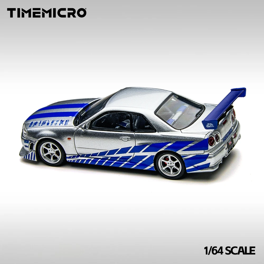 **Preorder**TimeMicro 1:64 Skyline R34 Silver Blue  Diecast Model Car