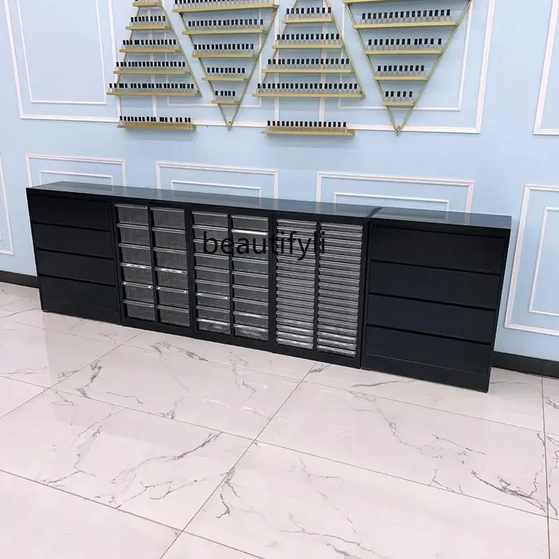 Modern Simple Manicure Display Cabinet Nail Polish Storage Locker Nail Salon Floor Cabinet Showcase Drawer