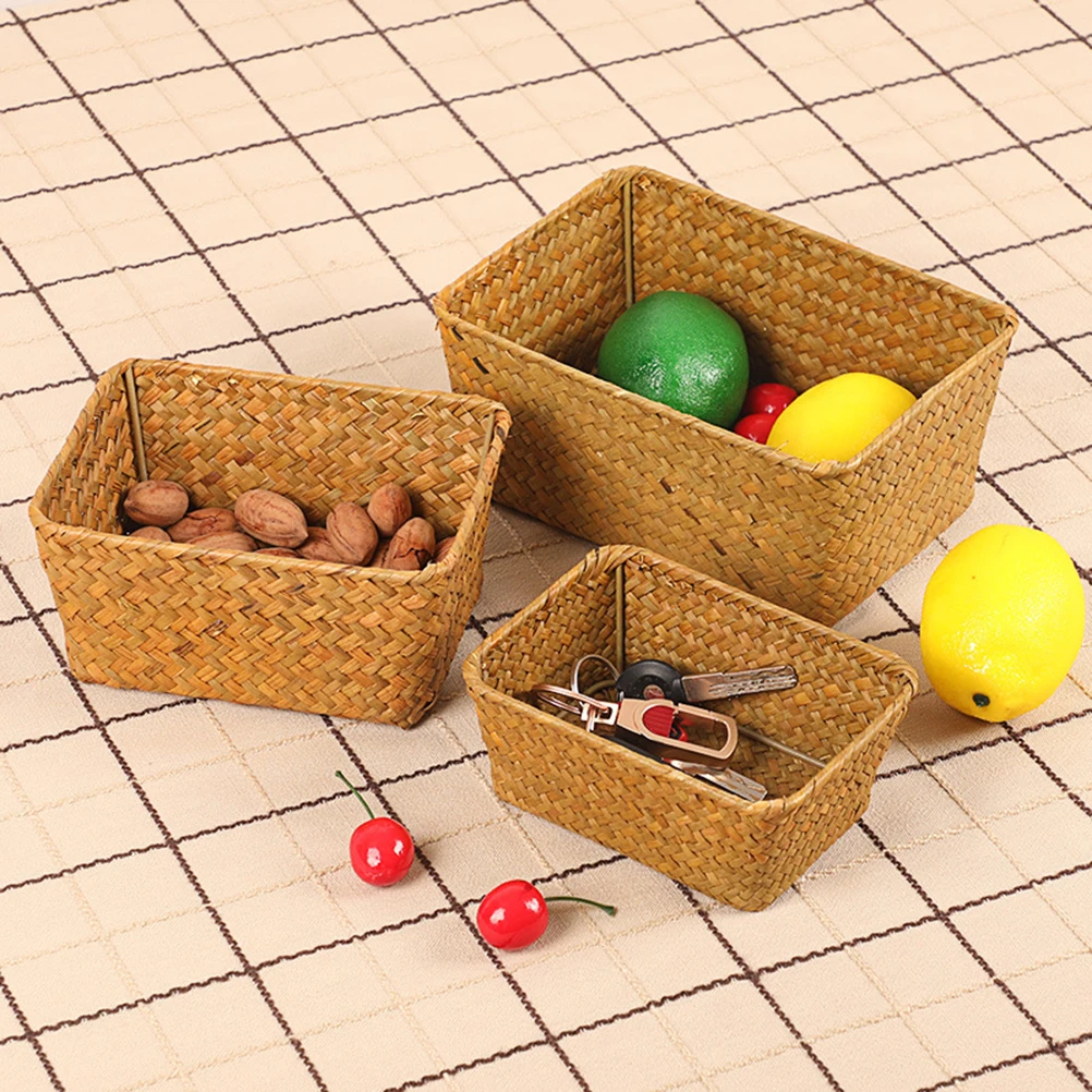 

Home Multi-Function Rattan Storage Box Desktop Organizer Natural Environmentally Friendly Handmade Gift Snacks Candy Dried