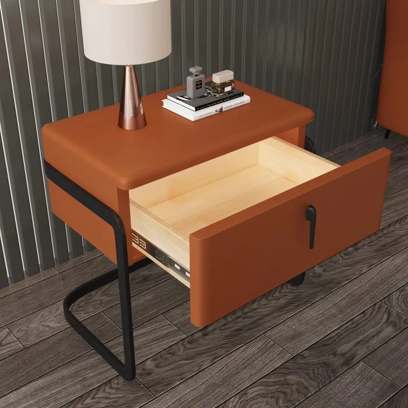-For  Modern Minimalist Bedside Cabinet Nordic Light Luxury Leather Art for Home Furniture Bedroom Bedside Table^