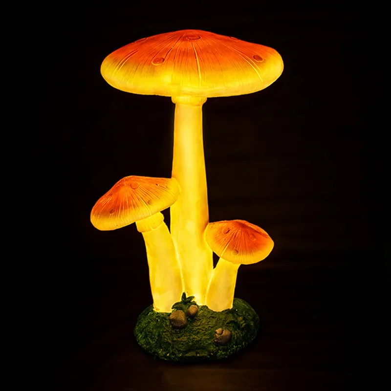 

Custom LED Light Courtyard Landscape Decor Frp Fiberglass Solar Statues Sculptures Mushroom Decorations Garden Lawn Lamp