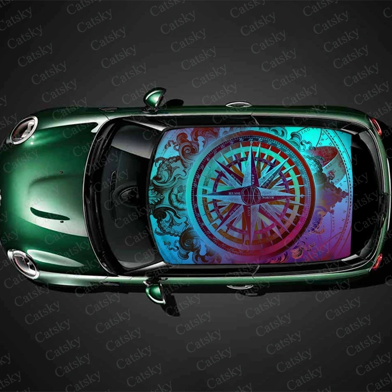 

compass Car sticker decal roof sunroof decorative sticker vinyl film modified self-adhesive car sticker decal