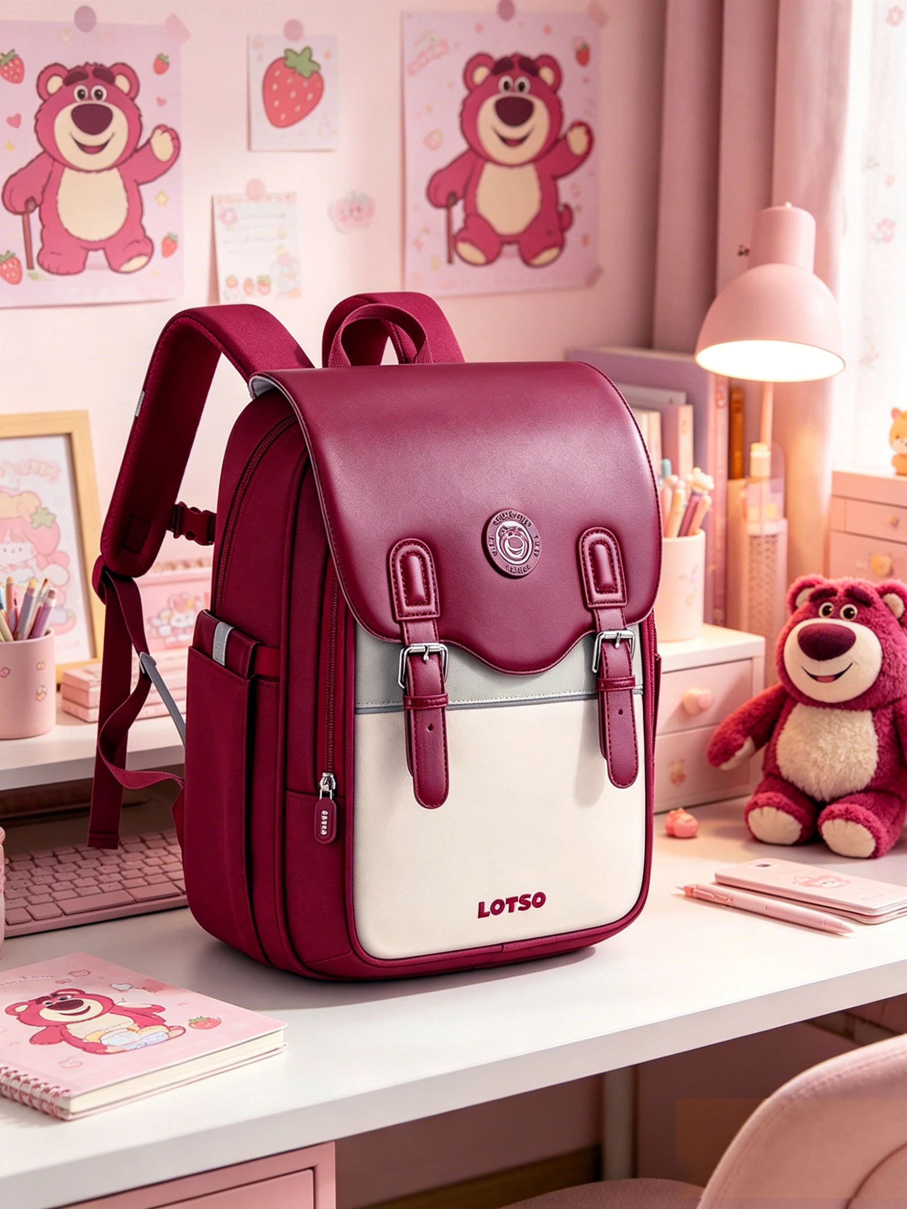 strawberry-bear-large-capacity-backpack-for-girls-elementary-school-students-birthday-gift-support-spine-protection