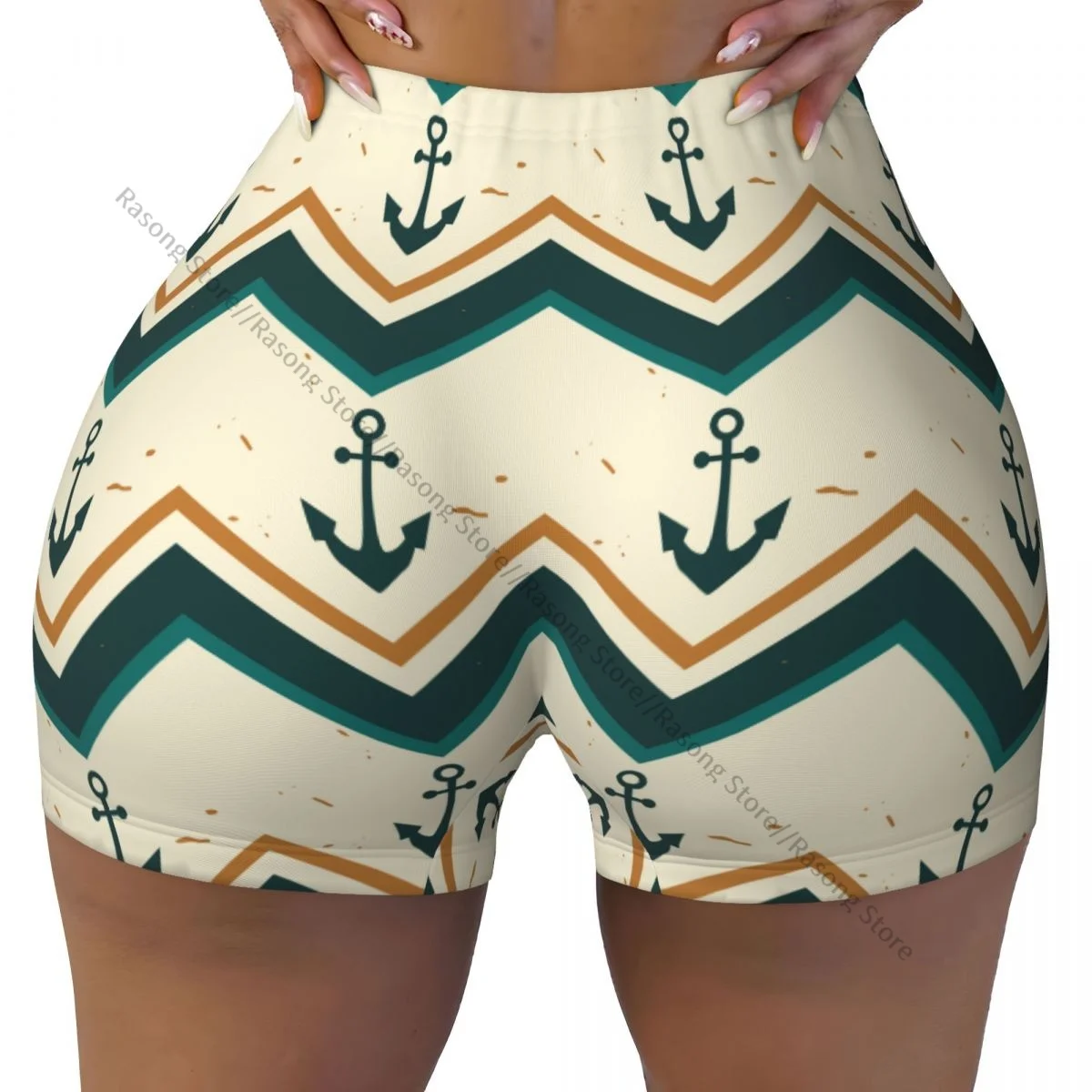 Yoga Shorts Sommer Strand Vintage Anker Frauen Biker Enge Elastische Workout Sport Leggings Sportswear