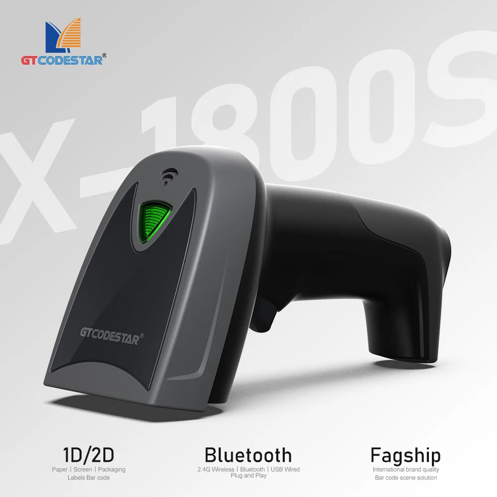 GTCODESTAR 1D QR Code Reader  2D Bluetooth Barcode Scanner Wireless Barcode Reader QR Code Scanner for Supermarket Barcode Scan