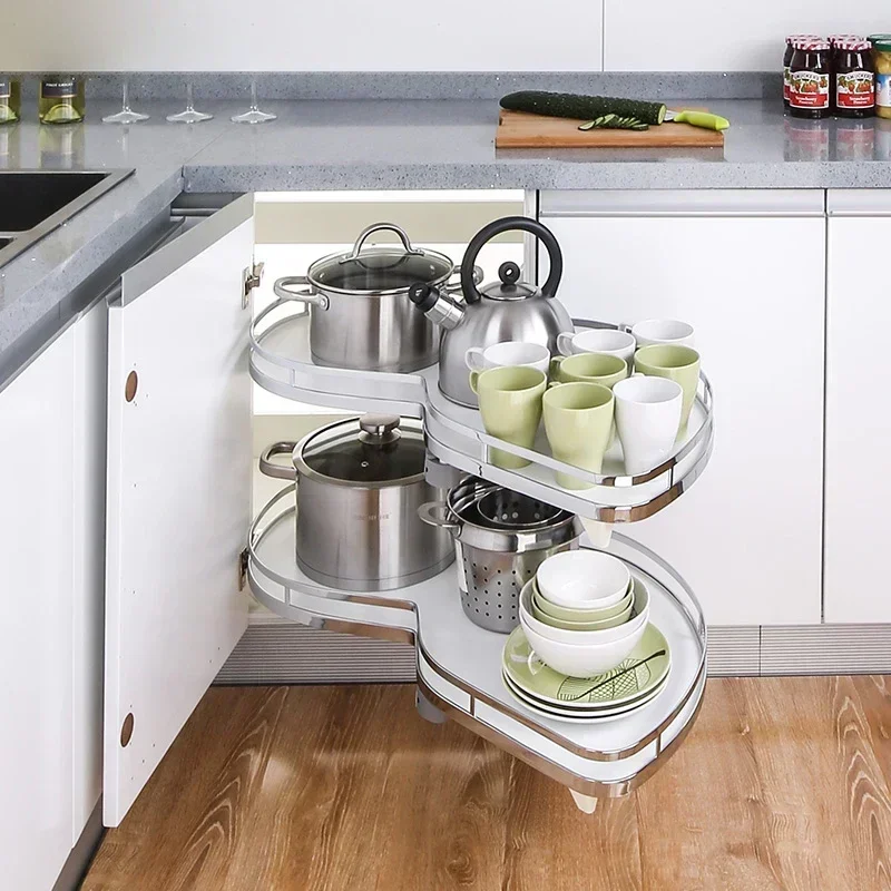 

Kitchen Cabinet Blind Corner Pull Out Organizer 2 Tiers Swing Tray Soft Close Corner Pull Out Basket VT-09.031 Hot sales