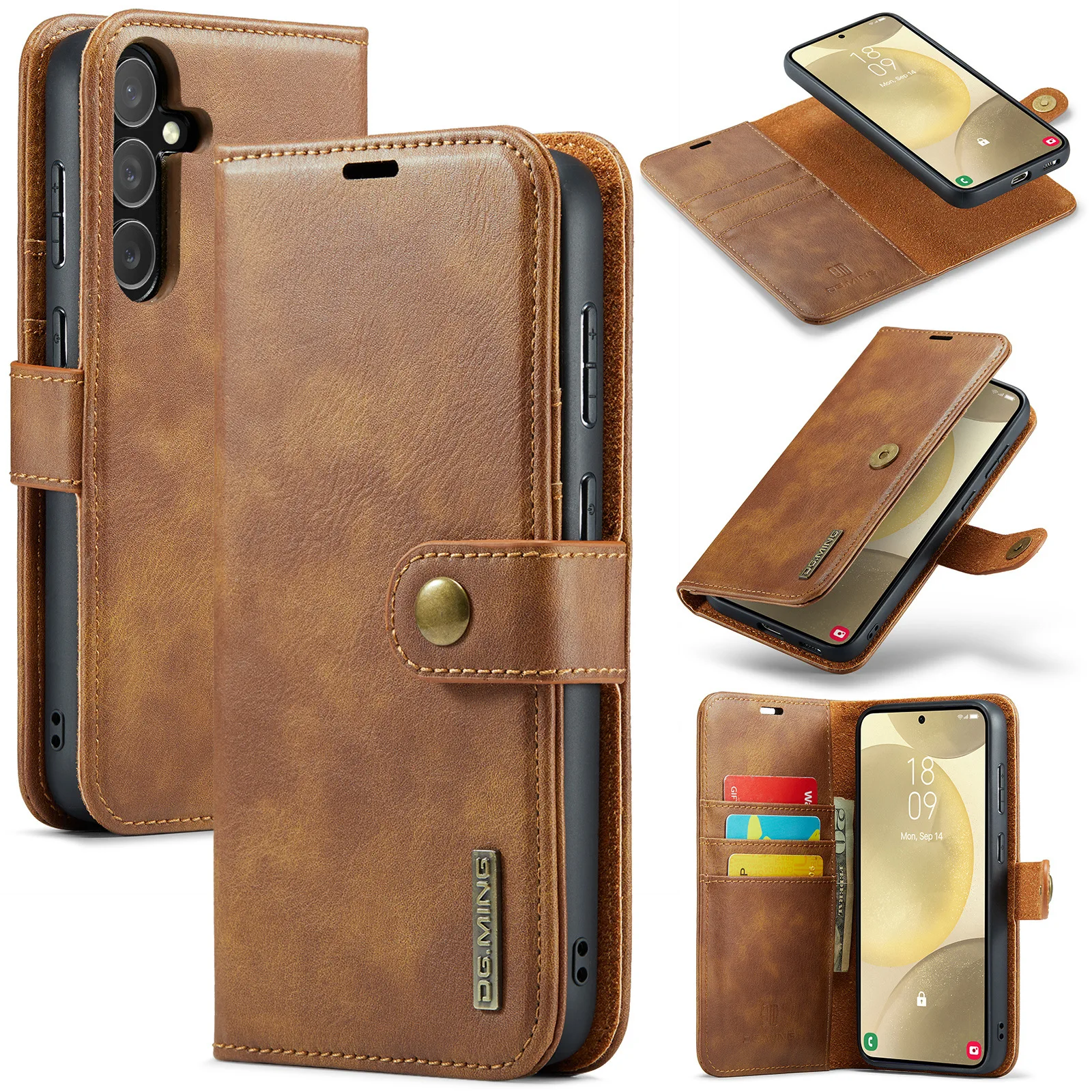 2 in 1 Detachable Leather Wallet Case For Samsung Galaxy S21 Ultra S20 Plus S10 S10e S9 S8 Magnetic Magsafe 3 Slots Flip Cover