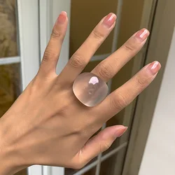 New Fashion Colorful Macarons Transparent Arc Resin Acrylic Geometric Rings for Women Girls Party Exaggerated Chic Jewelry Gifts