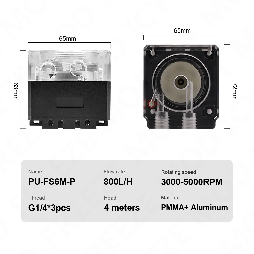 Imagem -02 - Zemod-bomba de Água com Termômetro Refrigeração Líquida va Sensor de Temperatura Lcd Tampa de Metal 4m Cabeça Pu-fs6m-p 800l por h