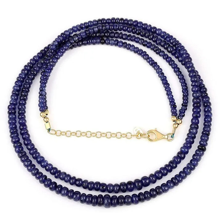 

100% Natural Tanzanite 2x4MM Gemstone Beads 17-18" 2 Strand Layered Necklace