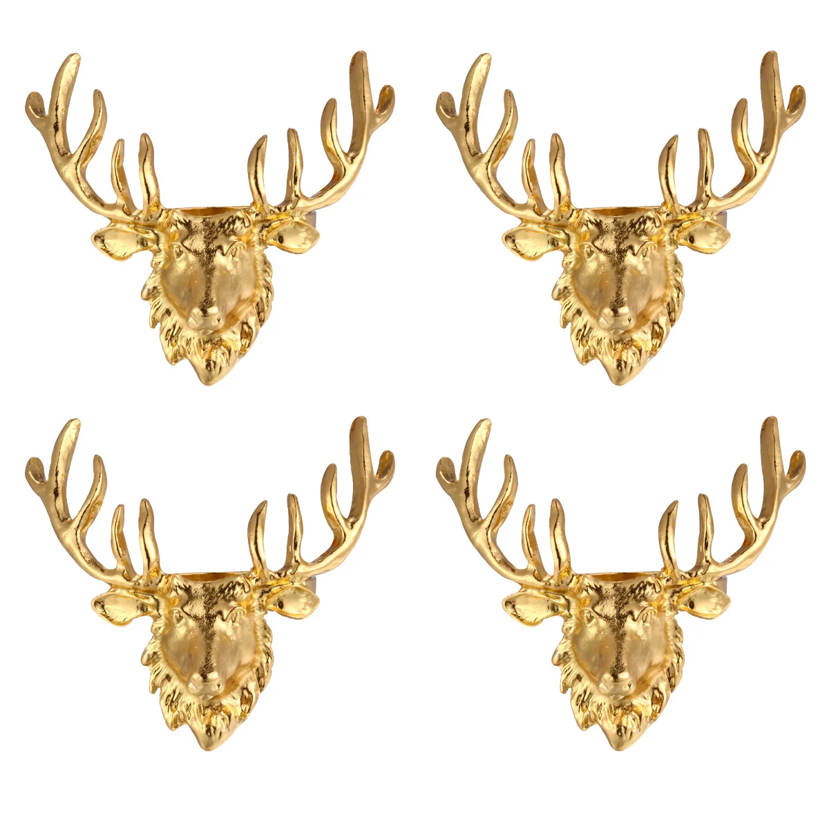 

4Pcs Christmas Deer Head Napkin Rings Alloy Napkin Buckle Elegant Party Dinner Decor Christmas Table Supplies Table Supplies