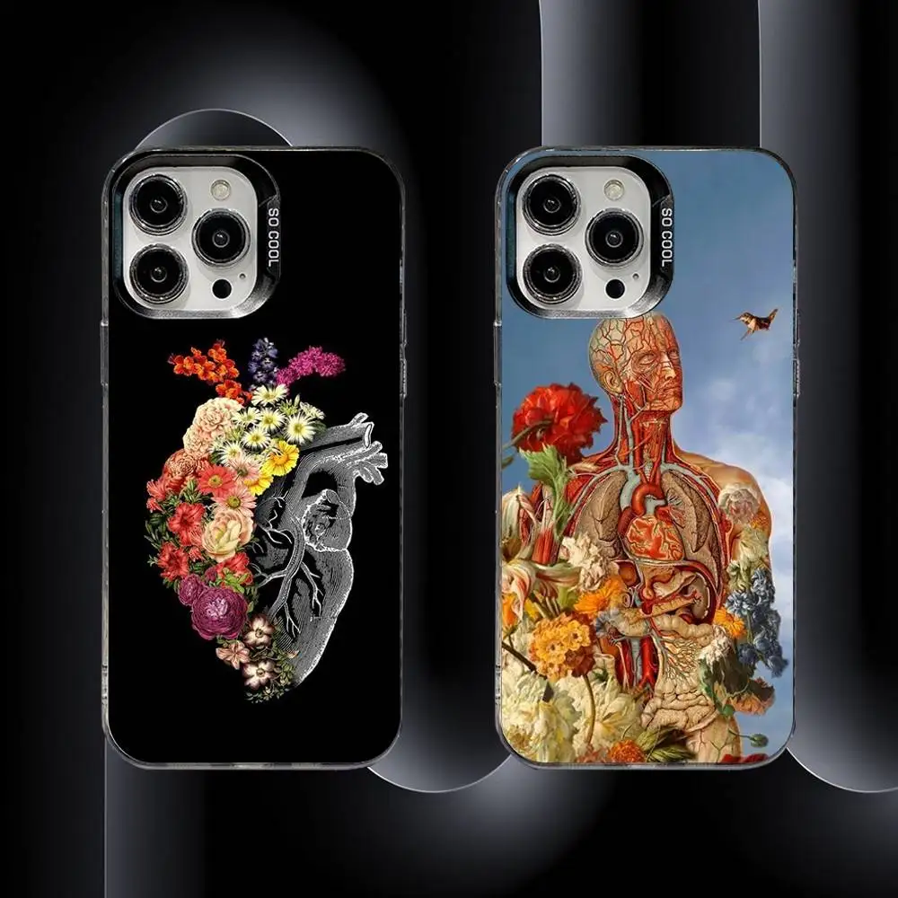 

Medical Human Anatomy Phone Case For iPhone 16,15,14,13,12,11,8,7,Pro,Max,Plus,Mini,XS,SE Anti Fall Black Matte Hard