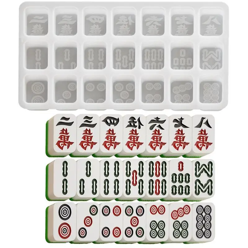 Mahjong Silicone Mold Dominoes Casting Moulds Silicone Chinese Mahjong Mould Epoxy Resin Casting Molds For Chocolate Ice Tray