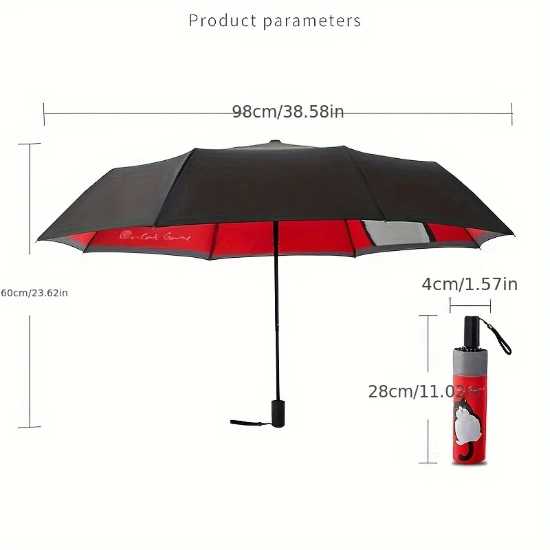 Cute cat 8 bone folding umbrella casual cute creative vinyl shade sun protection rain umbrella Light portable umbrella woman