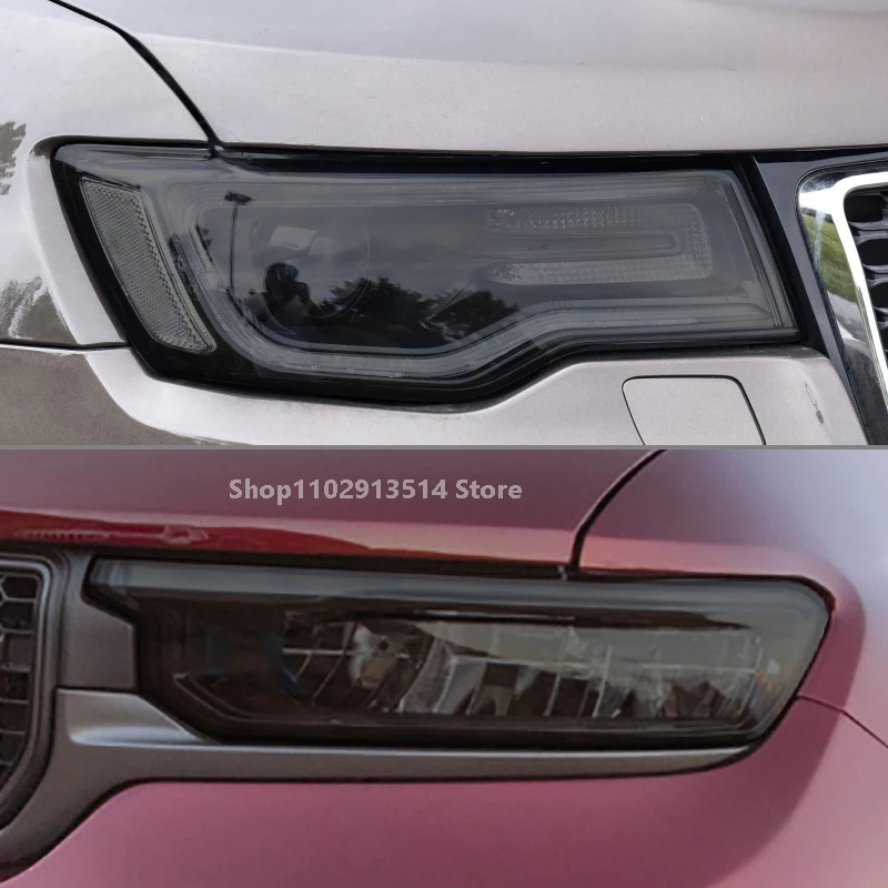 For Grand Cherokee 2021-2023 Car Accessories  Headlight Protective Film Headlamp Restoration Transparent Black TPU Car Sticker