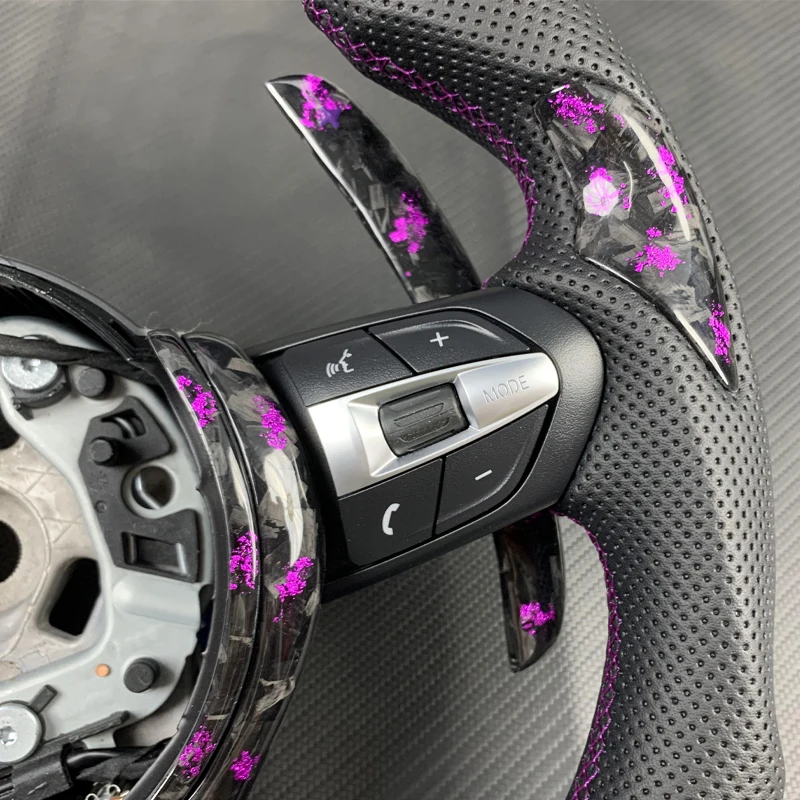 Customized suitable for BMW X3 X4 X5 M2 M3 M4 M5 M8 F30 F32 F10 F20 F07 F01 E46 E60 purple forged carbon fiber steering wheel