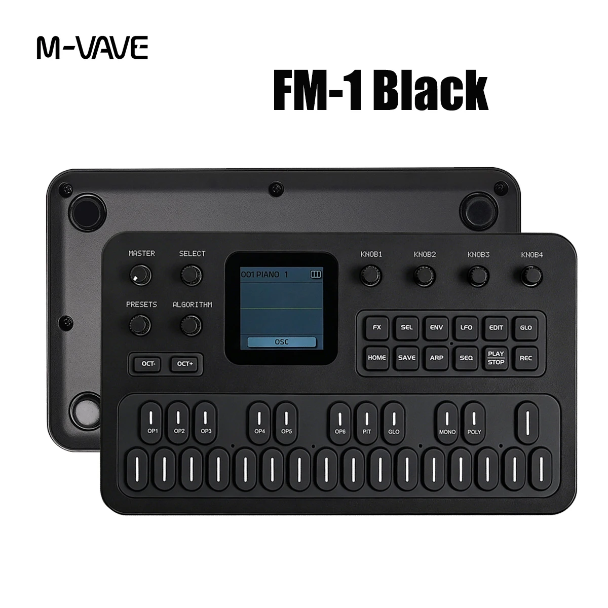 M-VAVE FM-1 (SK15)  Black Sound Module with Keyboard – 6 Operators, 32 Algos, 128 Presets, Arpeggiator, Built-in Speaker, 251g