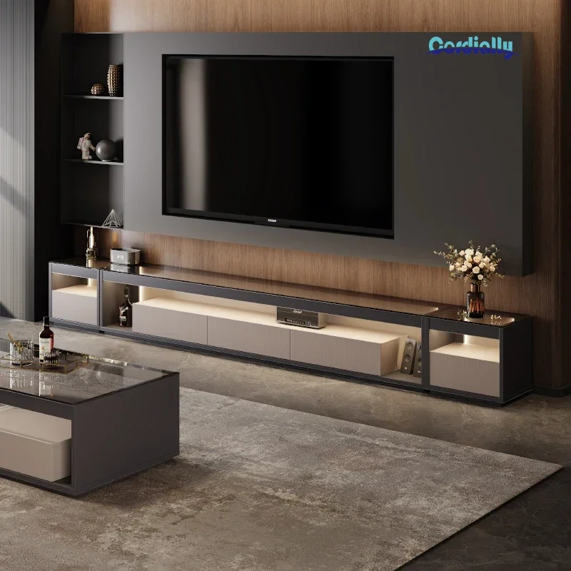 Italian TV Cabinet New Living Room With Light Modern TV Stands Entertainment Center Home Furniture