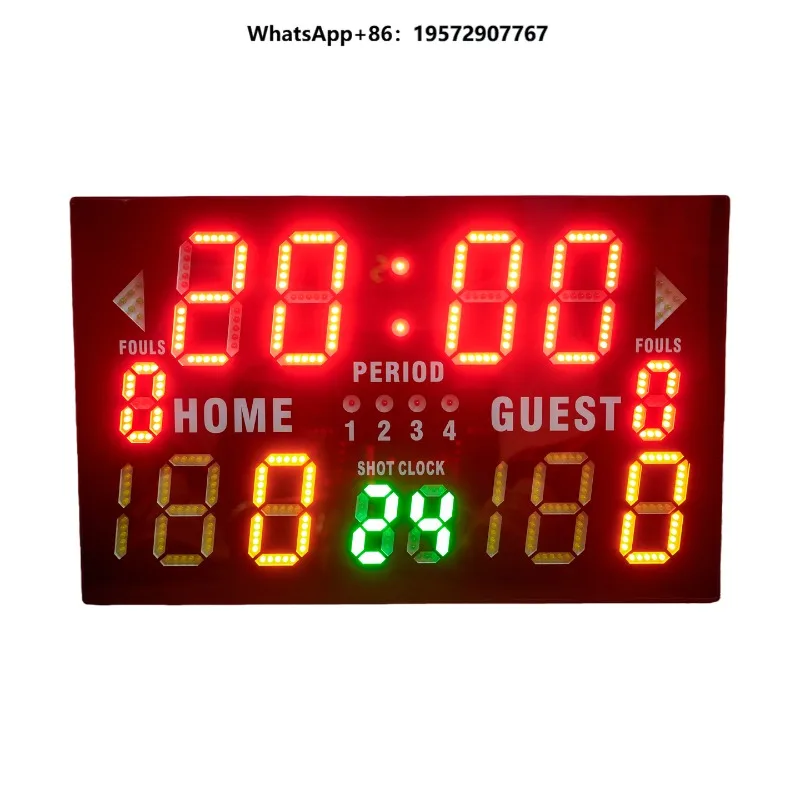 Multi-Functional Electronic Red Basketball Scoreboard Wireless Rechargeable Sports Equipment for Indoor Courts