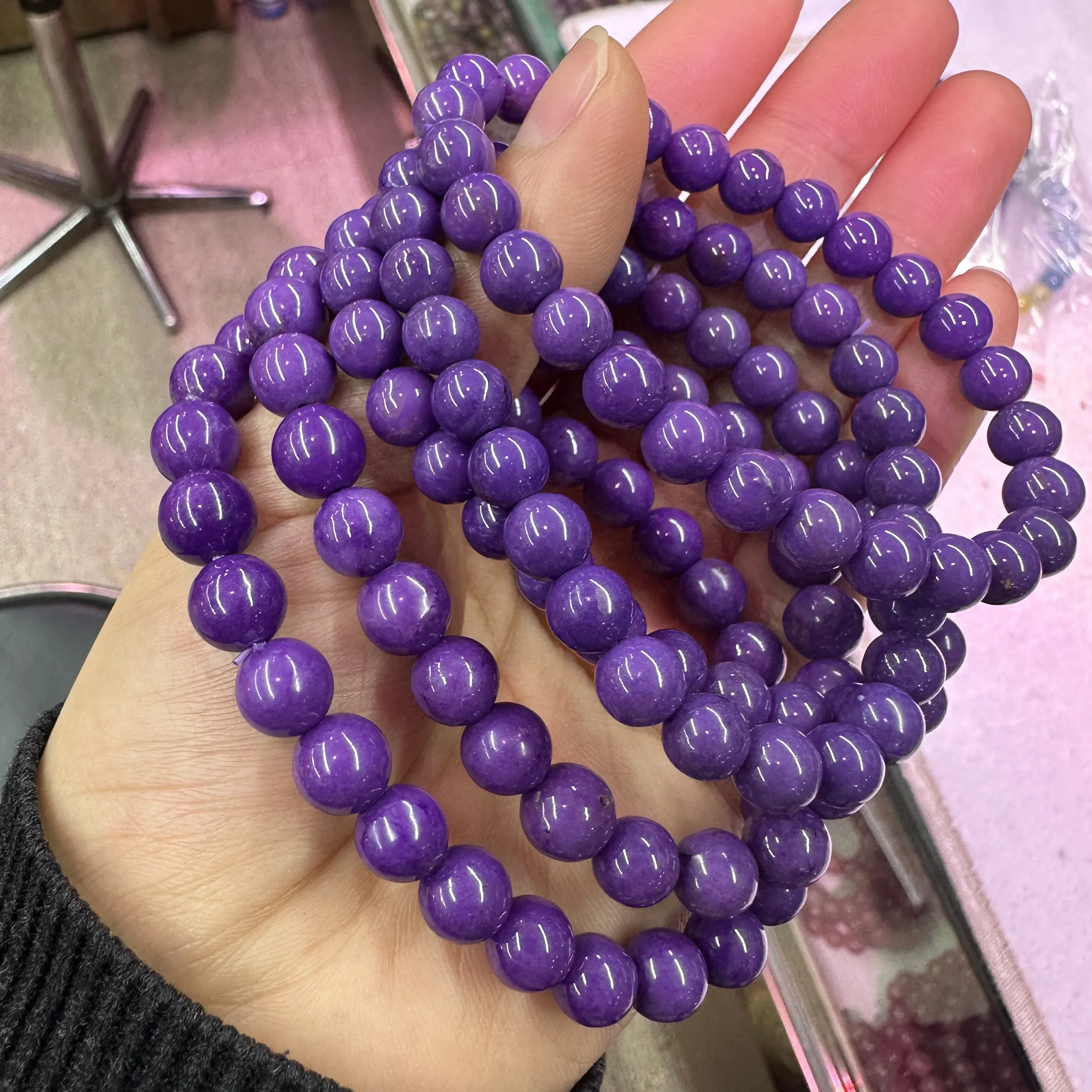 AAAAA Natural Lepidolite Round 7-8mm Beads Purple Bracelet Natural Gem Bracelet Women's Gift Energy Stone Jewelry Wholesale!