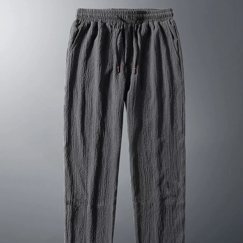 Pantalon de Surintendant Droit avec Poches artificiel astiques à la Taille pour Homme, Longueur de Rinçage, Solide, Style Fin, All-Match, Proximité, Nouvelle Collection Été 2023