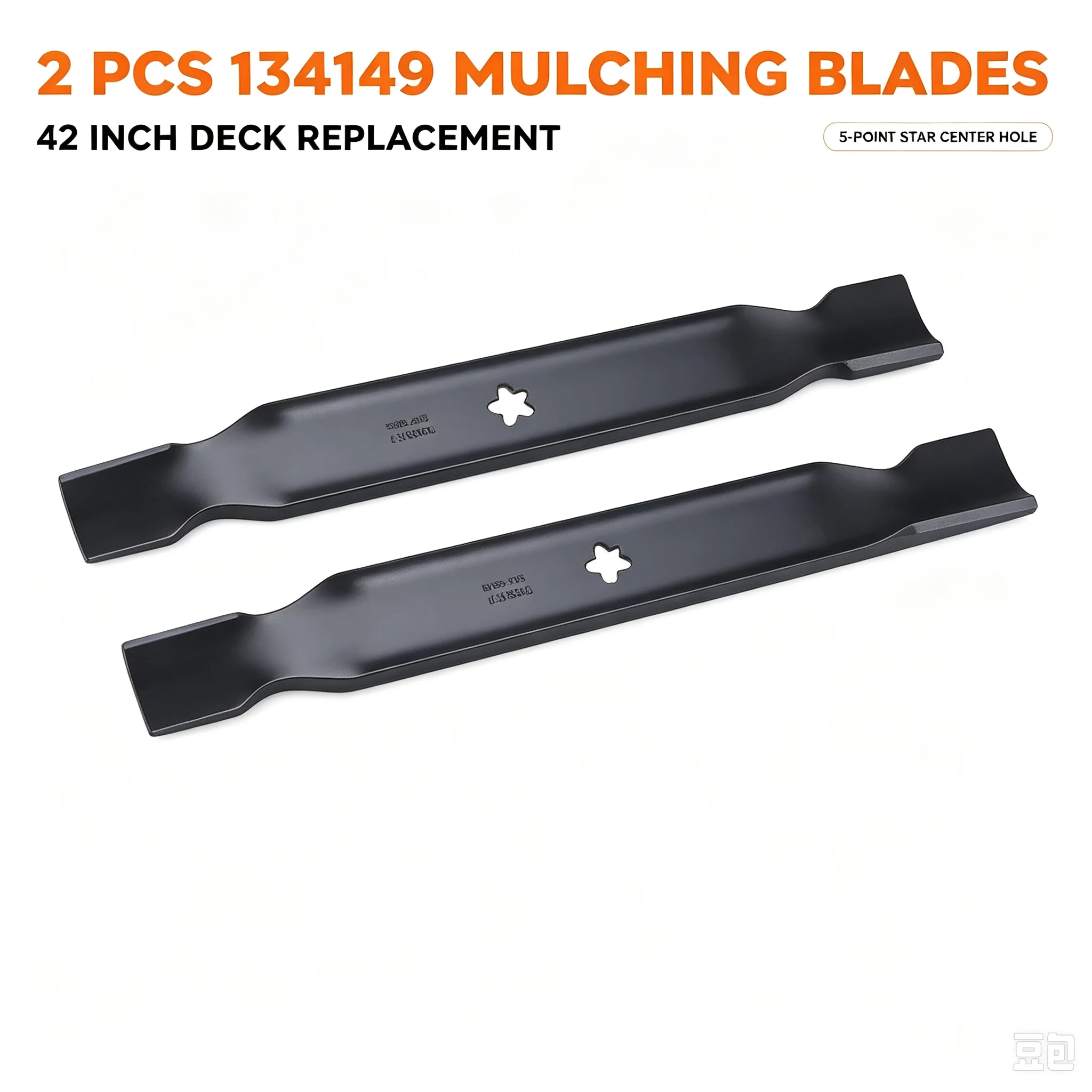 2 Pack 3 In 1 Toothed Mulching Mower Blades 134149 42 Inch Deck for Craftsman Husqvarna Riding Lawn Tractor