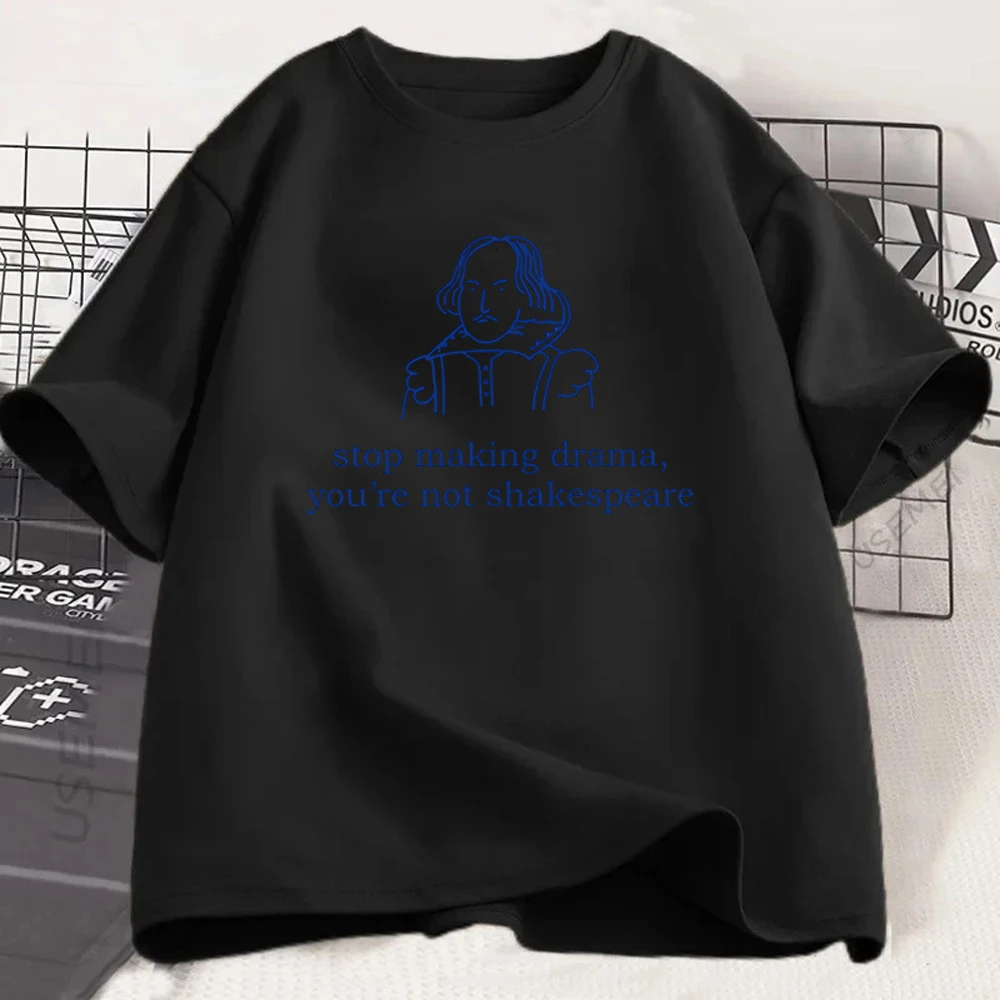 Vintage Shakespeare T Shirt Aesthetic Line Art Graphic Tee Literary Student Gift Top Funny Drama Quote Shirt Minimalist Wear