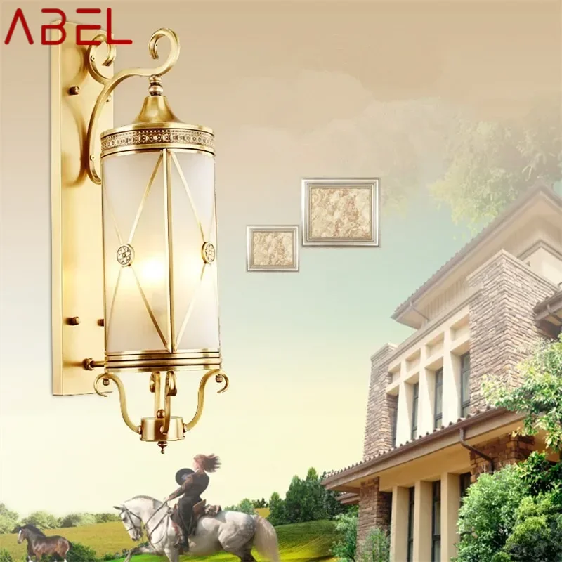 ABEL Nordic Outdoor Brass Wall Light LED Copper Sconce Lamp Creative Design Decor for Home Courtyard Corridor Aisle