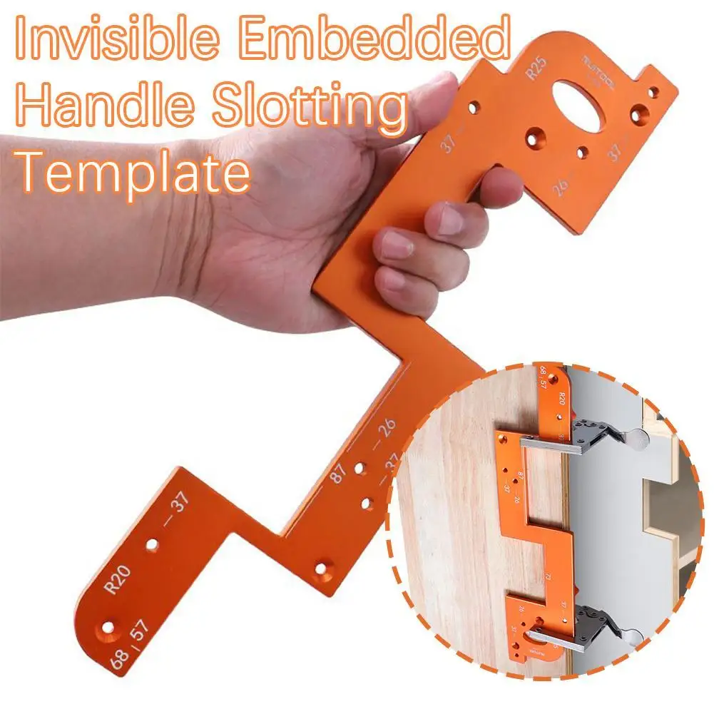 

Invisible Embedded Handle Slotting Template, For Wardrobe, Kitchen Handle, Cabinet Door No Handle Needed Slot Positioning Tool