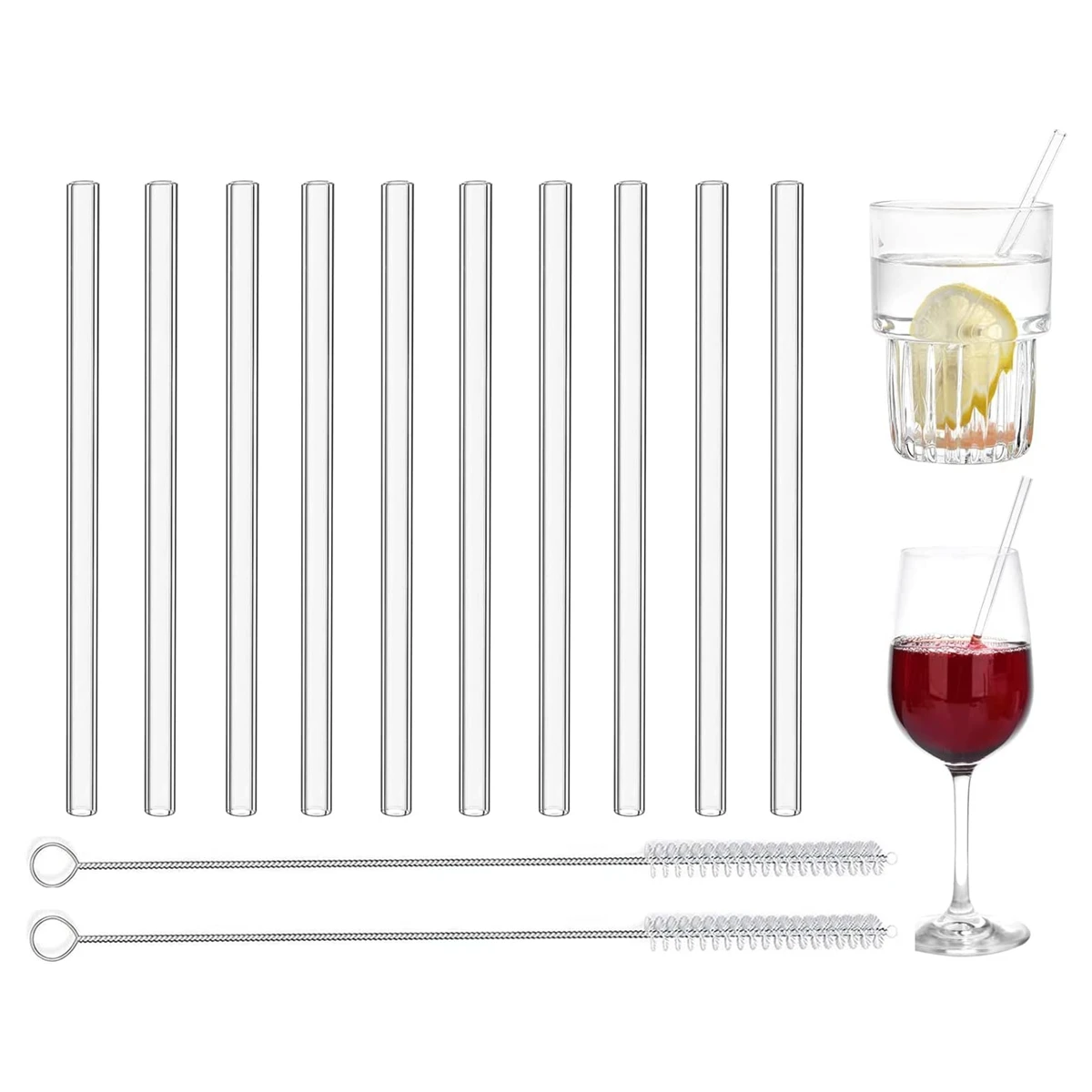 6in 15cm Short Glass Straws Straight Bent Clear Straws for Cocktails Whiskey Coffee Bar Party Drinkware Reusable Drinking Straws