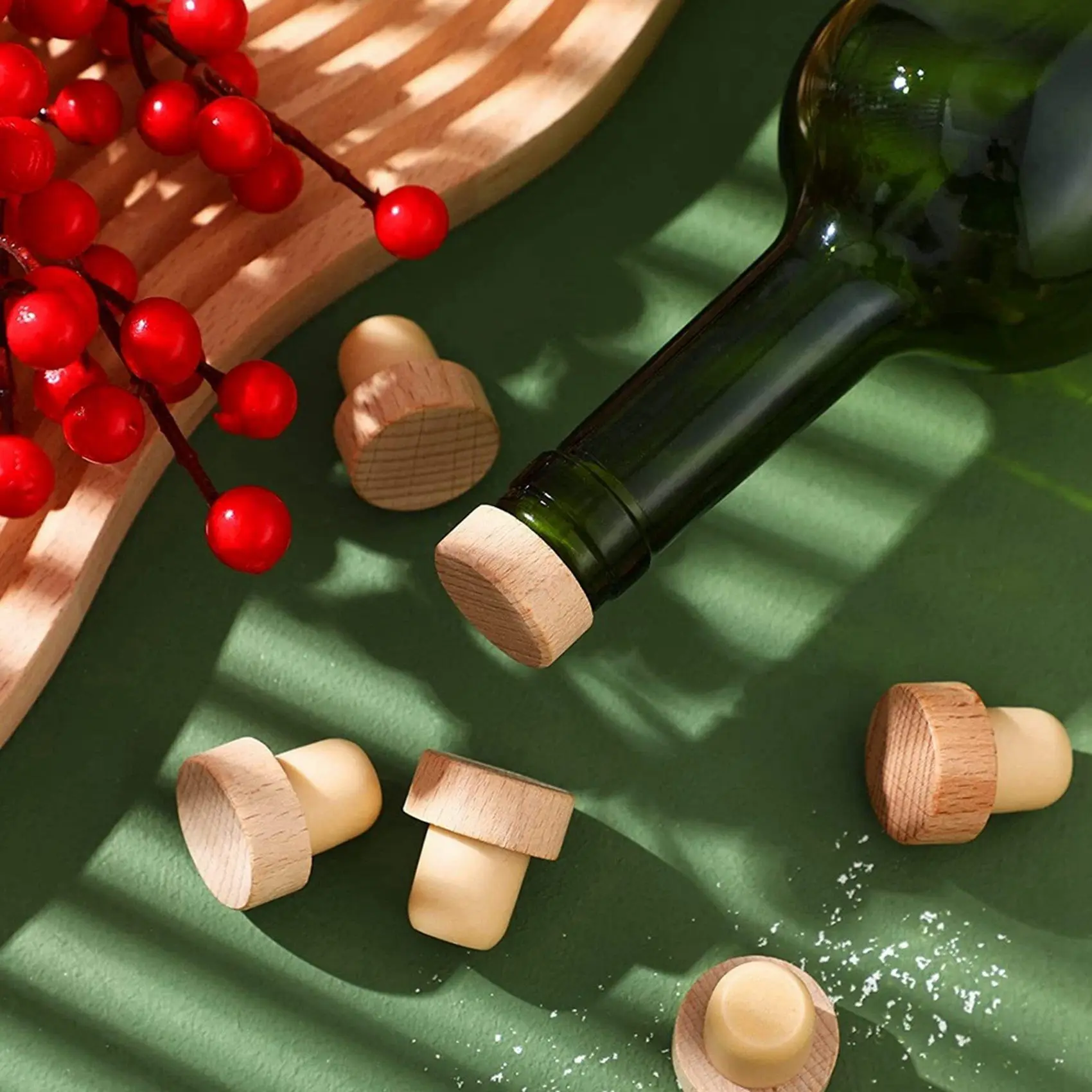 Wine Bottle Corks T Shaped Cork Plugs for Wine Cork Wine Stopper Reusable Wine Corks Wooden and Rubber (12 Pieces) HOT