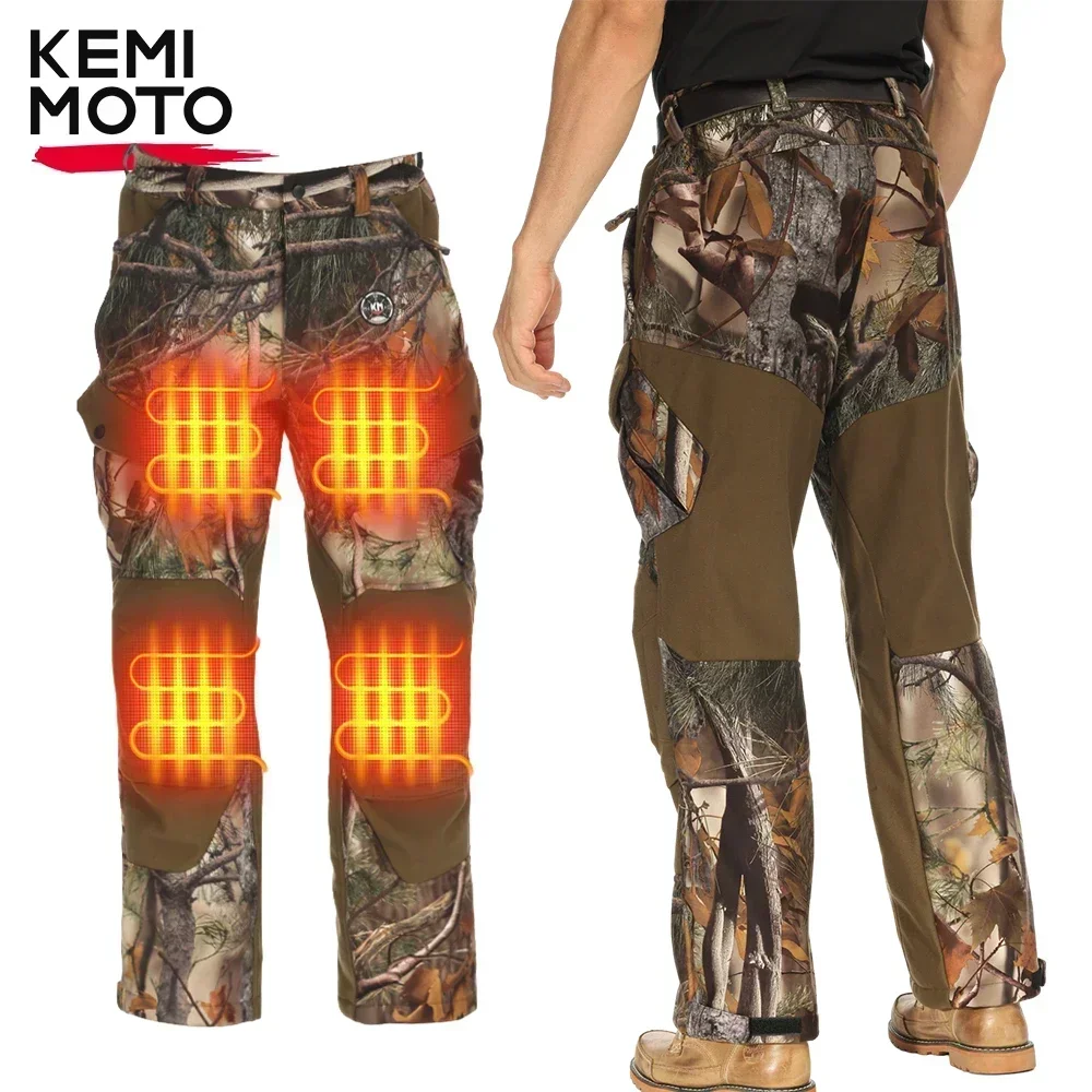 KEMIMOTO Heated Pants Men Winter Warmth Trousers for Outdoor Riding Hunting Waterproof Multi-pocket Camouflage Hunter Equipment