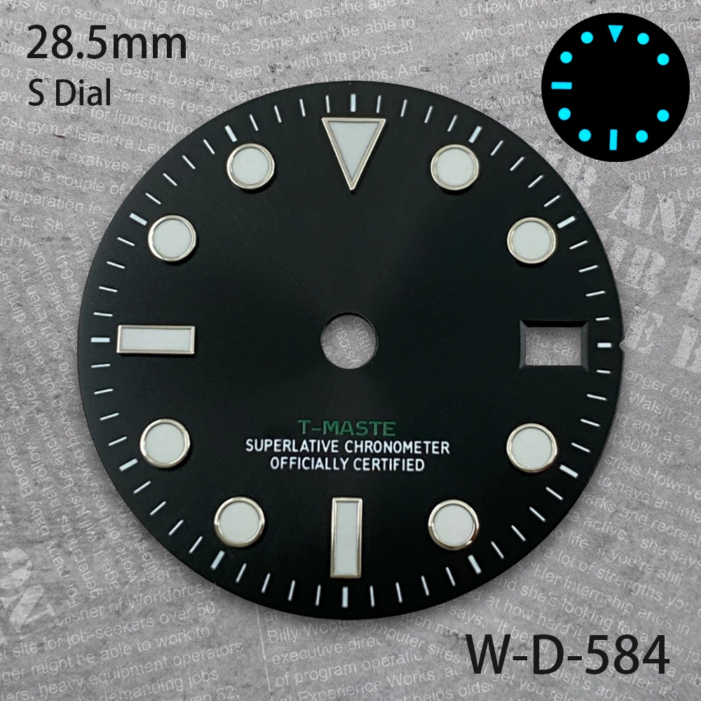 28.5 mm S Logo GMT Meteorite Dial Suitable For NH34 Japan Movement Ice Blue Luminous High Quality Watch Modification Accessories