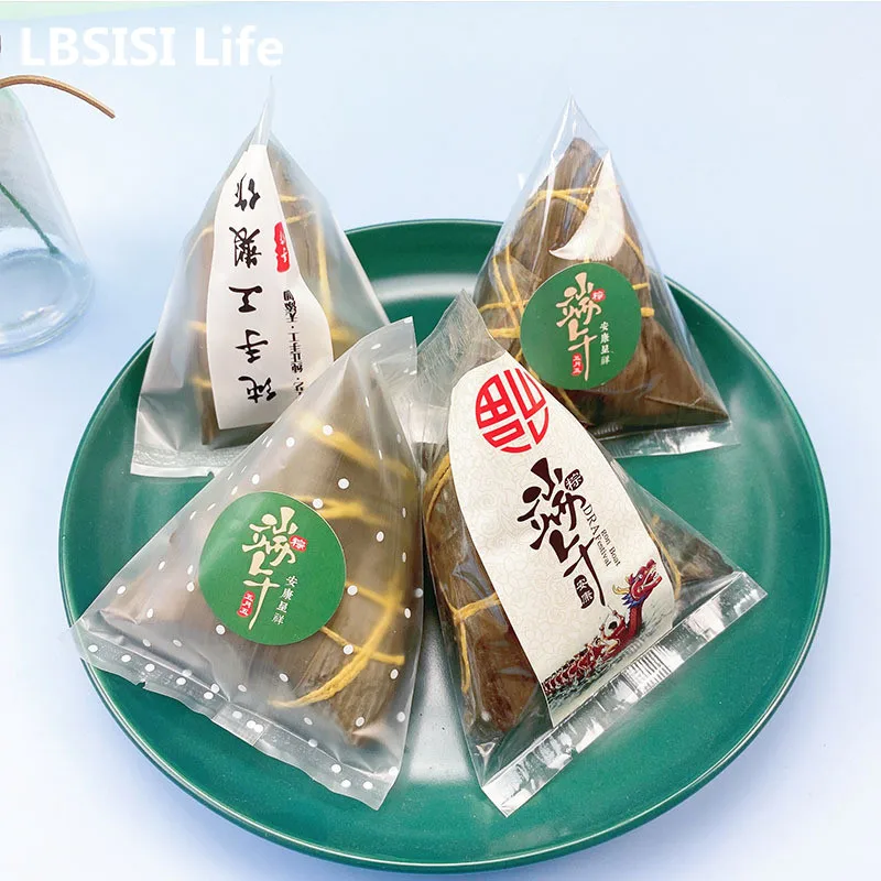 LBSISI Life 100pc Dragon Boat Festival Zongzi Machine Sealed Bag Handmade Mooncake Biscuit Frosted Bag Double Fifth Festival