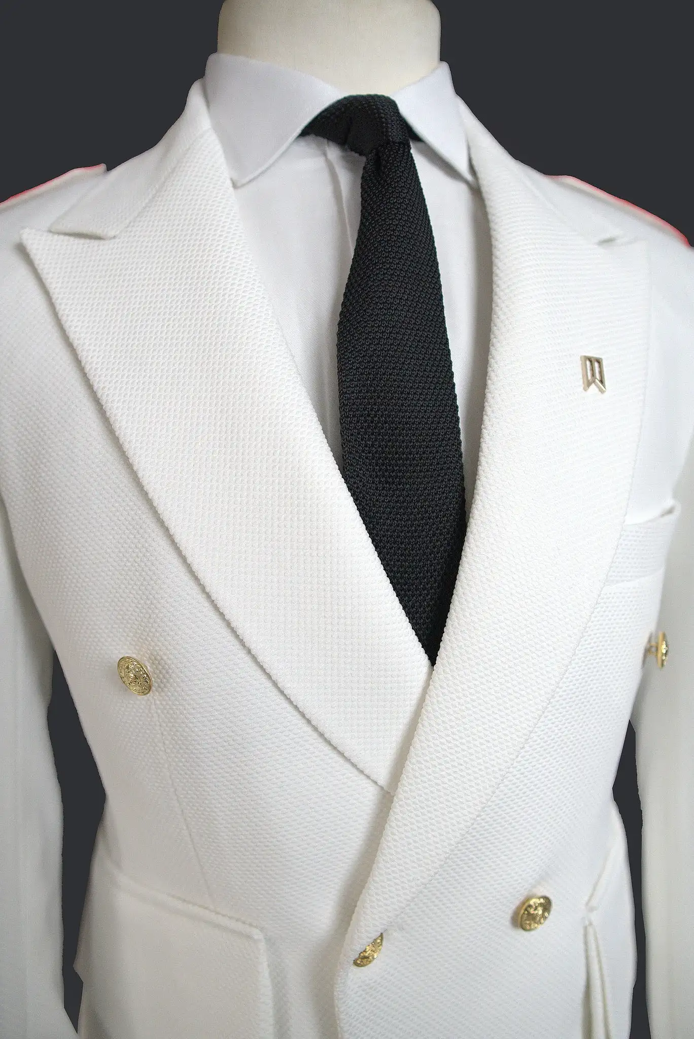 Custom Size Men Suits Yellow Applique Handsome Peaked Lapel 2Pcs (blazer Pant) Groomsmen and Groom New Arrival