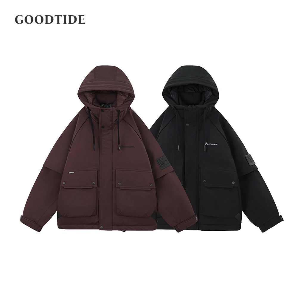 

Fashion Men's 90 White Duck Down Hooded Down Jacket 2025 Winter New Windproof Waterproof Cold Resistant Big Pocket Jacket Hoodie