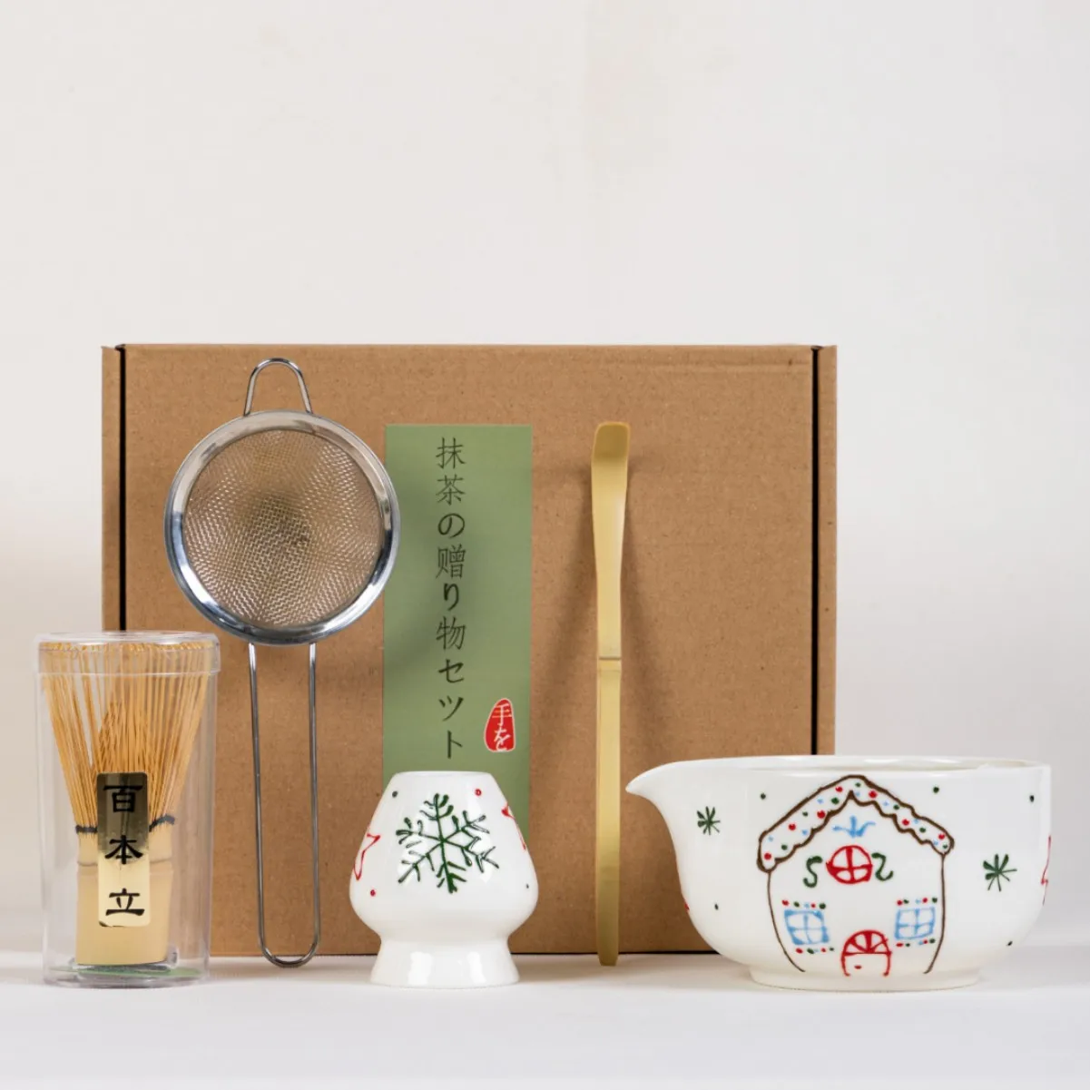 

Limited Christmas Matcha Set 5pc Premium Bowl & Whisk Aesthetic Special Christmas Gift for Matcha Lovers Ceremony Collection