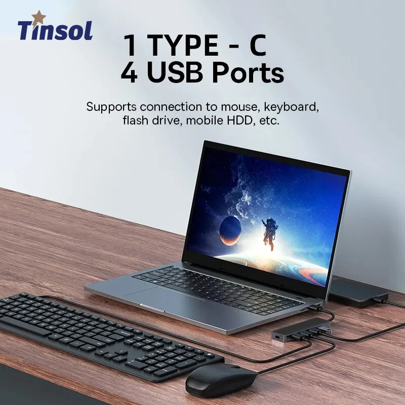 Tinsol Mini USB A Type C Hub 5Port Adapter USB3.1Multi Splitter 5in1 Docking Station UltraSlim SuperSpeed For Computer Laptop PC