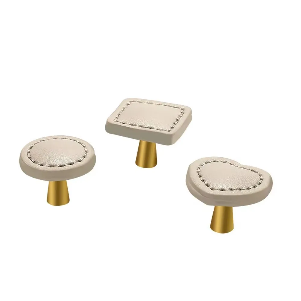Classic Zinc Alloy Leather Drawer Handle Single Hole Durable Cabinet Door Handle Small Heart Shaped Handle Kitchen Cabinet