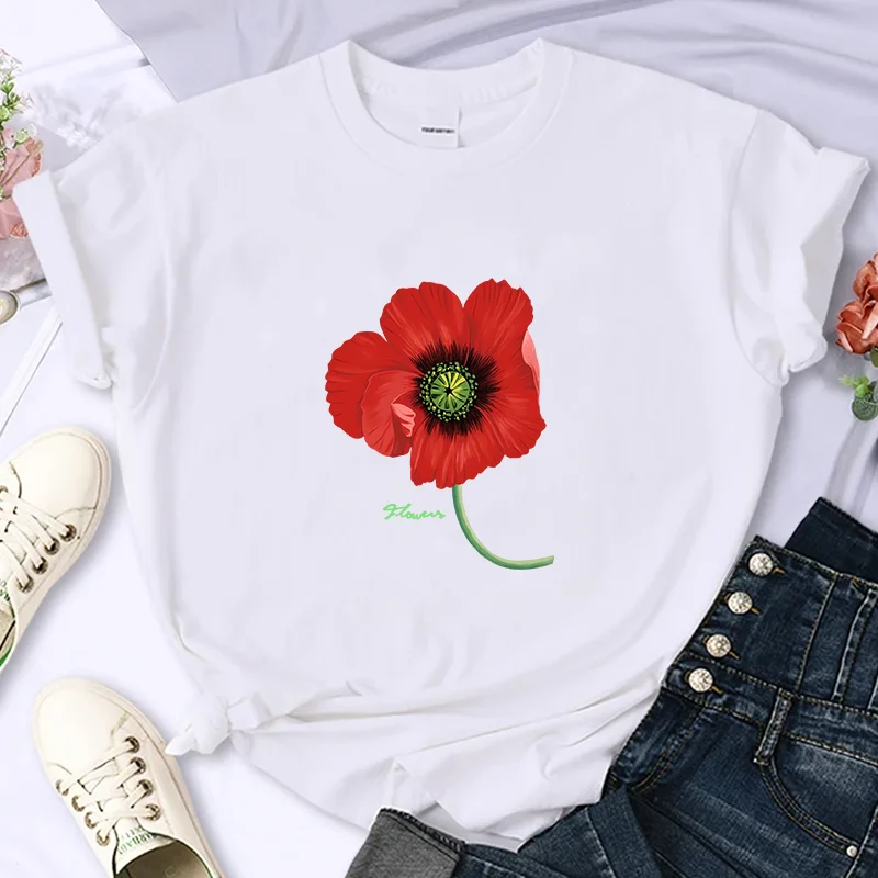 Luxury Brand Flower For Women\'s High-Quality Summer Printing T-shirt 100% Cotton Casual Oversized Y2k Personality Sleeve O-neck