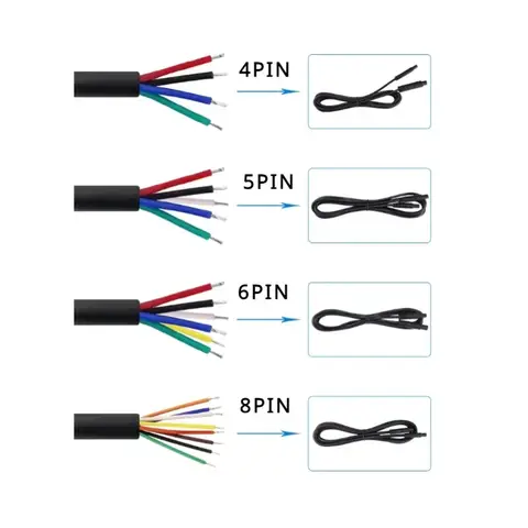 4Pin/5Pin/6Pin/8Pin Car DVR Camera Extension Cable 1M/2M/3M Male To Female Connector Cord For Dash Cam Reverse Camera Cable 8 best sales wire rear camera 8 pin - №1