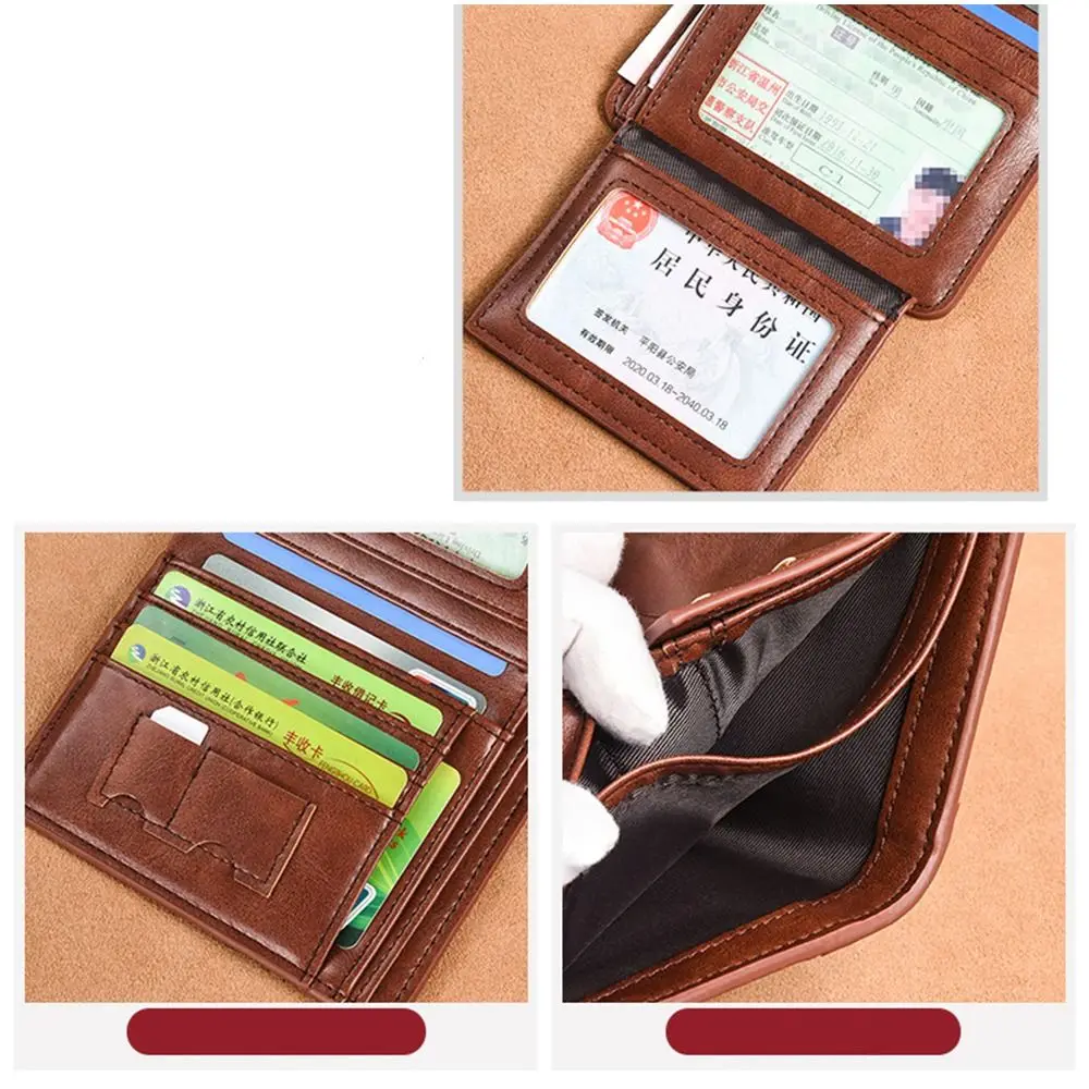 

Simple Purse Men PU Wallet Card Brand Large Capacity Business Clutch Bag Folded Wallet Bag Coin Purse ID Card Holder Travel