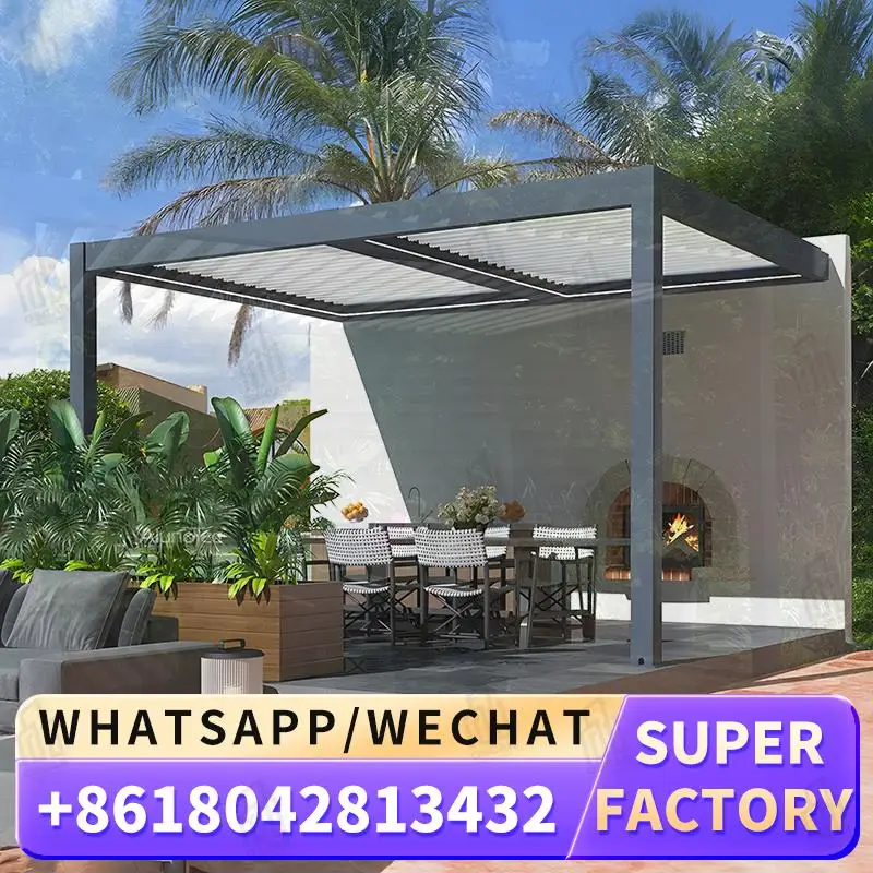 

Top Sale Customizable Motorized Aluminum Louvered Pergola for Outdoor Living Waterproof Ideal for Gardens Patios Backyards Louve