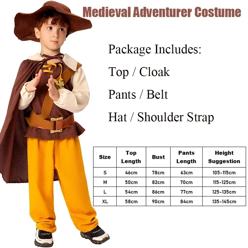 2024 New Arrival Boy Archer Woodsman Child Costume Medieval Adventurer Costume For Kid